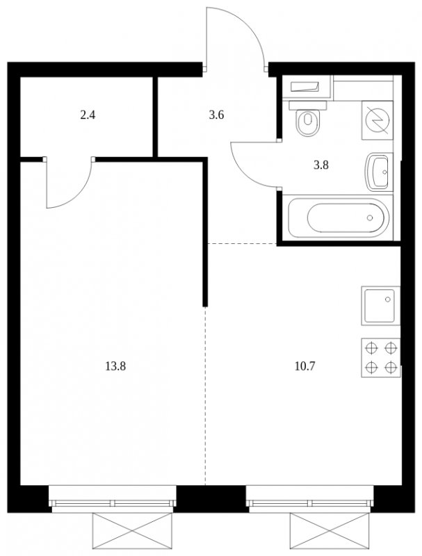 1-комнатная квартира с полной отделкой, 34.3 м2, 13 этаж, сдача 2 квартал 2025 г., ЖК Саларьево Парк, корпус 56.1 - объявление 1970403 - фото №1