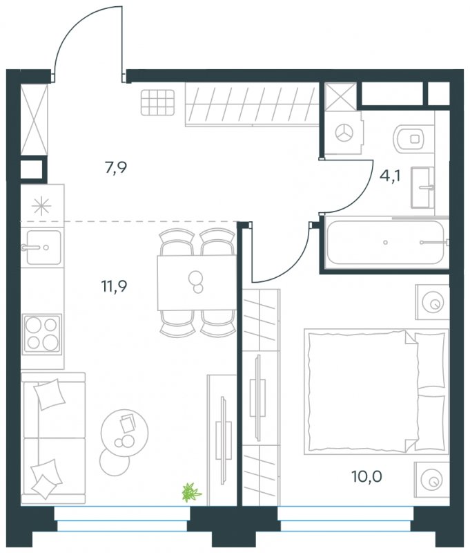 1-комнатная квартира без отделки, 33.9 м2, 3 этаж, сдача 4 квартал 2023 г., ЖК Level Нагатинская, корпус С - объявление 1693678 - фото №1