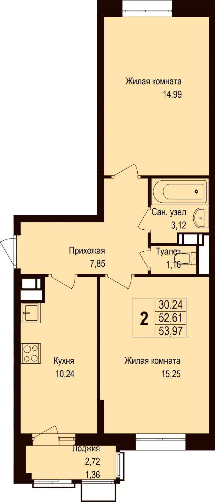 2-комнатная квартира без отделки, 22.64 м2, 2 этаж, дом сдан, ЖК Новая Щербинка, корпус 13 - объявление 2072901 - фото №1