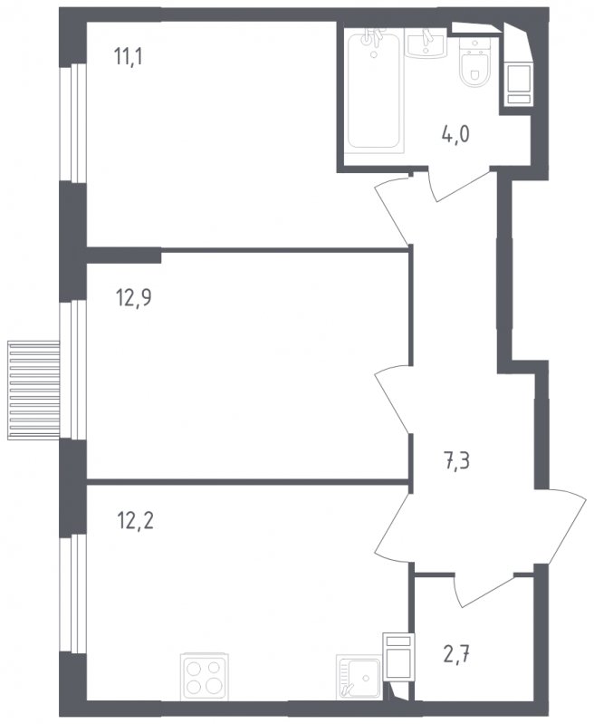 2-комнатная квартира с полной отделкой, 50.2 м2, 13 этаж, сдача 2 квартал 2024 г., ЖК Мытищи Парк, корпус 3 - объявление 1822173 - фото №1