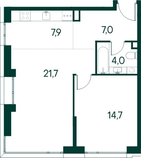 1-комнатная квартира без отделки, 55.3 м2, 7 этаж, сдача 2 квартал 2025 г., ЖК Клубный город на реке Primavera, корпус 7 квартала "Vivaldi" - объявление 2068143 - фото №1