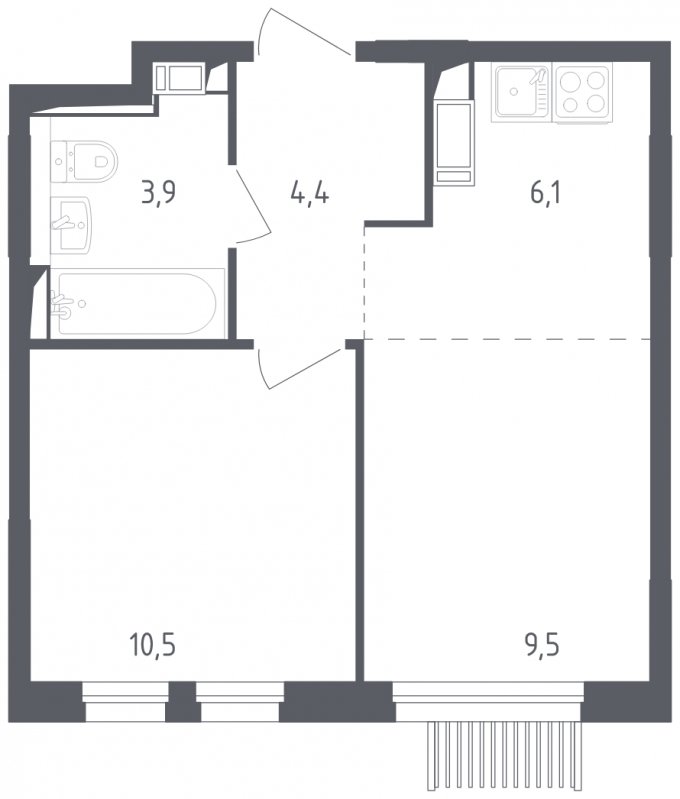 2-комнатная квартира с полной отделкой, 34.4 м2, 4 этаж, сдача 2 квартал 2025 г., ЖК Мытищи Парк, корпус 4 - объявление 1831154 - фото №1