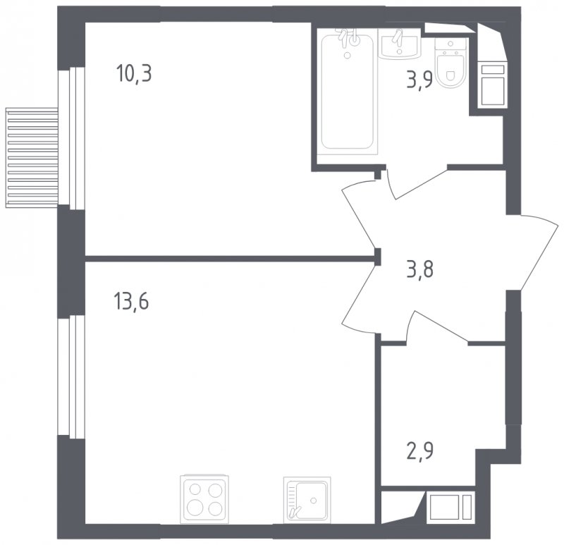 1-комнатная квартира с полной отделкой, 34.5 м2, 13 этаж, сдача 2 квартал 2024 г., ЖК Мытищи Парк, корпус 3 - объявление 1822144 - фото №1