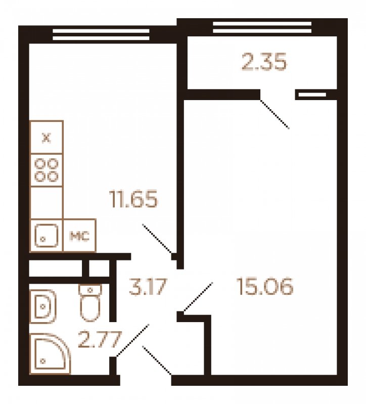 1-комнатная квартира с полной отделкой, 34 м2, 8 этаж, дом сдан, ЖК Миниполис Рафинад, корпус 6 - объявление 1617845 - фото №1