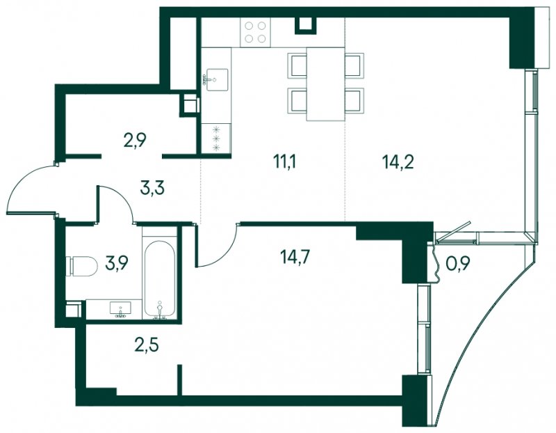 1-комнатная квартира без отделки, 53.5 м2, 4 этаж, дом сдан, ЖК Клубный город на реке Primavera, корпус 3 квартала "Vivaldi" - объявление 1930727 - фото №1