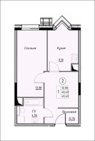 1-комнатная квартира без отделки, 40.4 м2, 12 этаж, дом сдан, ЖК Новое Лыткарино, корпус 3 - объявление 1777466 - фото №1