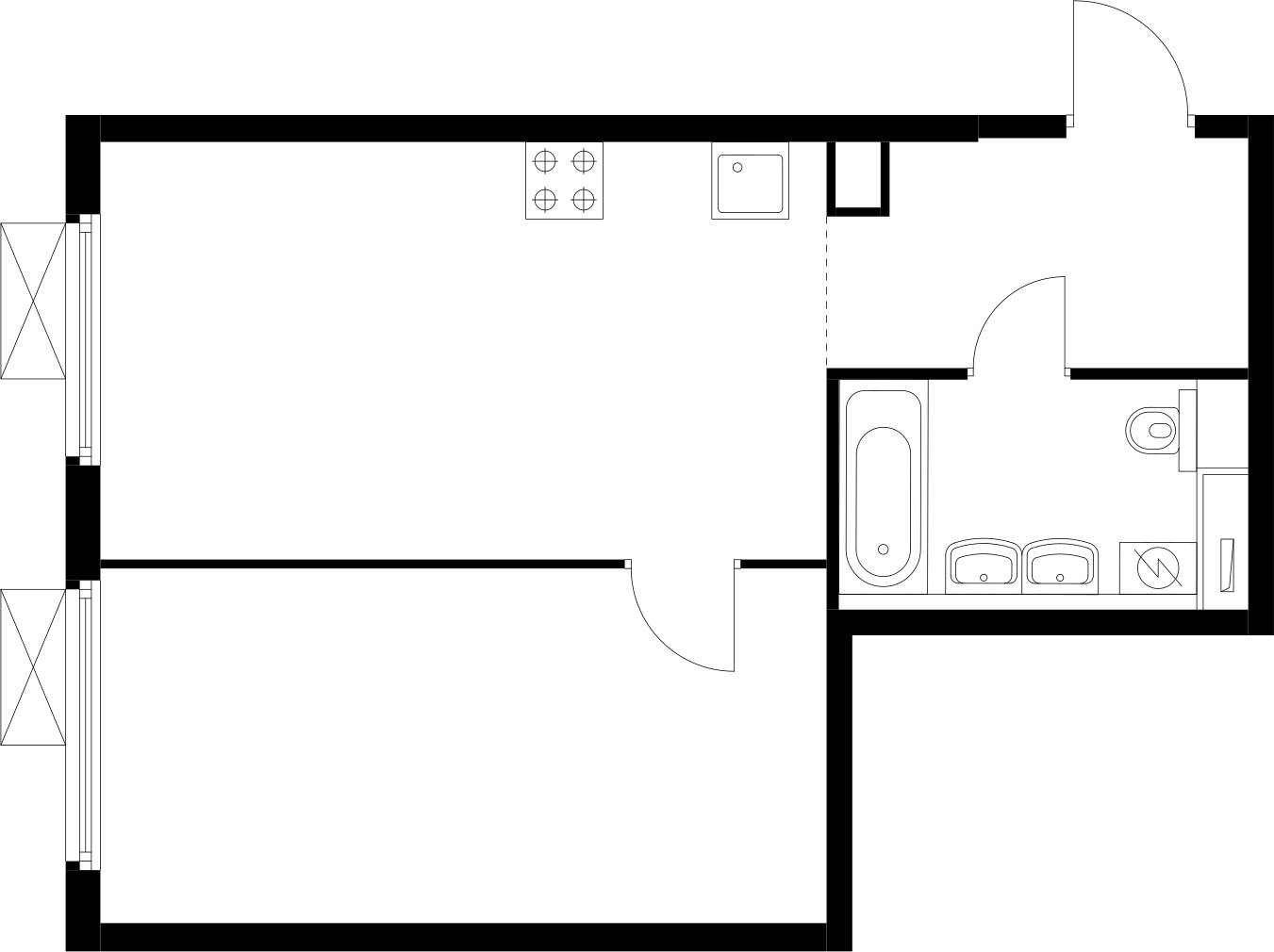 1-комнатная квартира с полной отделкой, 43.9 м2, 25 этаж, сдача 4 квартал 2024 г., ЖК Матвеевский Парк, корпус 2.2 - объявление 2368079 - фото №1