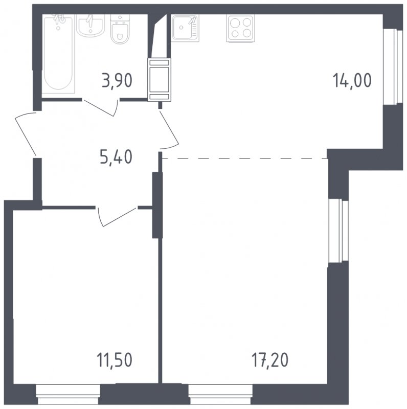 2-комнатная квартира с полной отделкой, 52 м2, 3 этаж, сдача 3 квартал 2023 г., ЖК Квартал Некрасовка, корпус 4 - объявление 1758733 - фото №1