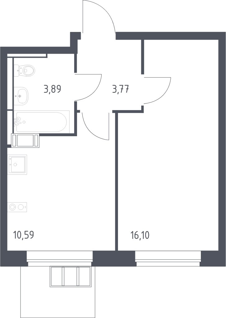 1-комнатная квартира с полной отделкой, 34.35 м2, 11 этаж, сдача 1 квартал 2025 г., ЖК Алхимово, корпус 11 - объявление 1977932 - фото №1