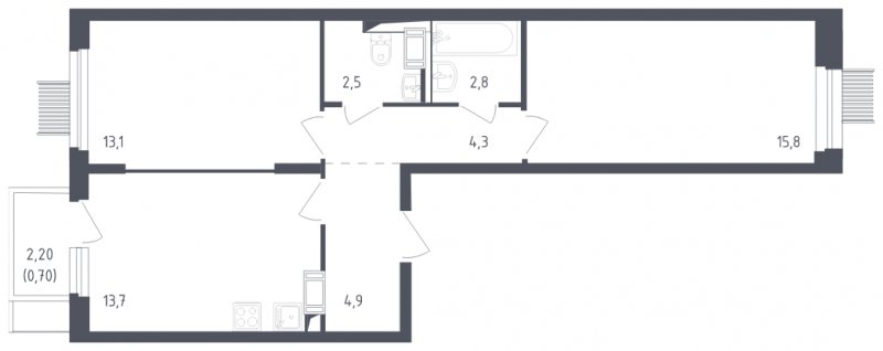 2-комнатная квартира с полной отделкой, 57.8 м2, 9 этаж, сдача 2 квартал 2025 г., ЖК Мытищи Парк, корпус 4 - объявление 1848259 - фото №1