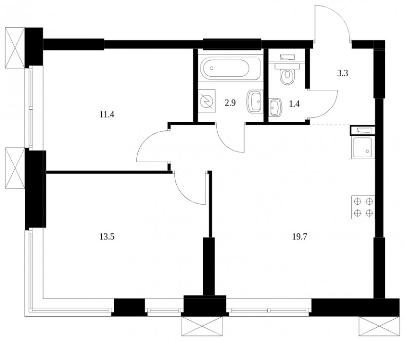 2-комнатные апартаменты с полной отделкой, 52.2 м2, 2 этаж, сдача 2 квартал 2023 г., ЖК Волоколамское 24, корпус 3 - объявление 1586473 - фото №1