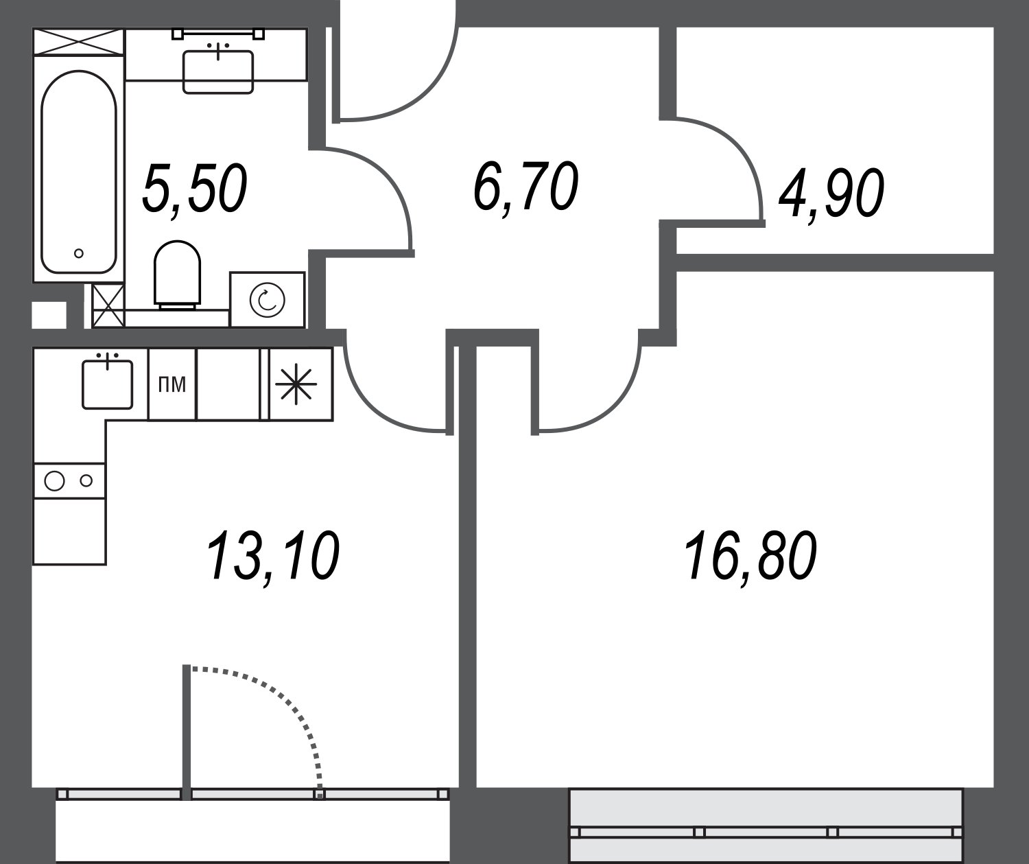 1-комнатная квартира без отделки, 47 м2, 25 этаж, дом сдан, ЖК AFI Park Воронцовский, корпус 5 - объявление 2412906 - фото №1