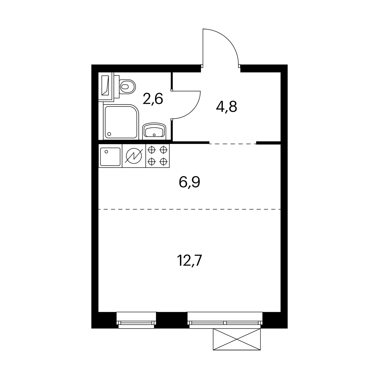 Студия с полной отделкой, 26.8 м2, 4 этаж, дом сдан, ЖК Измайловский лес, корпус 5.1 - объявление 1980864 - фото №1