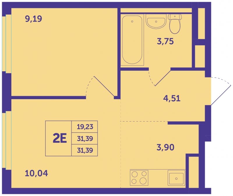 2-комнатная квартира с полной отделкой, 31.39 м2, 6 этаж, сдача 3 квартал 2023 г., ЖК Большое Путилково, корпус 13 - объявление 1619707 - фото №1