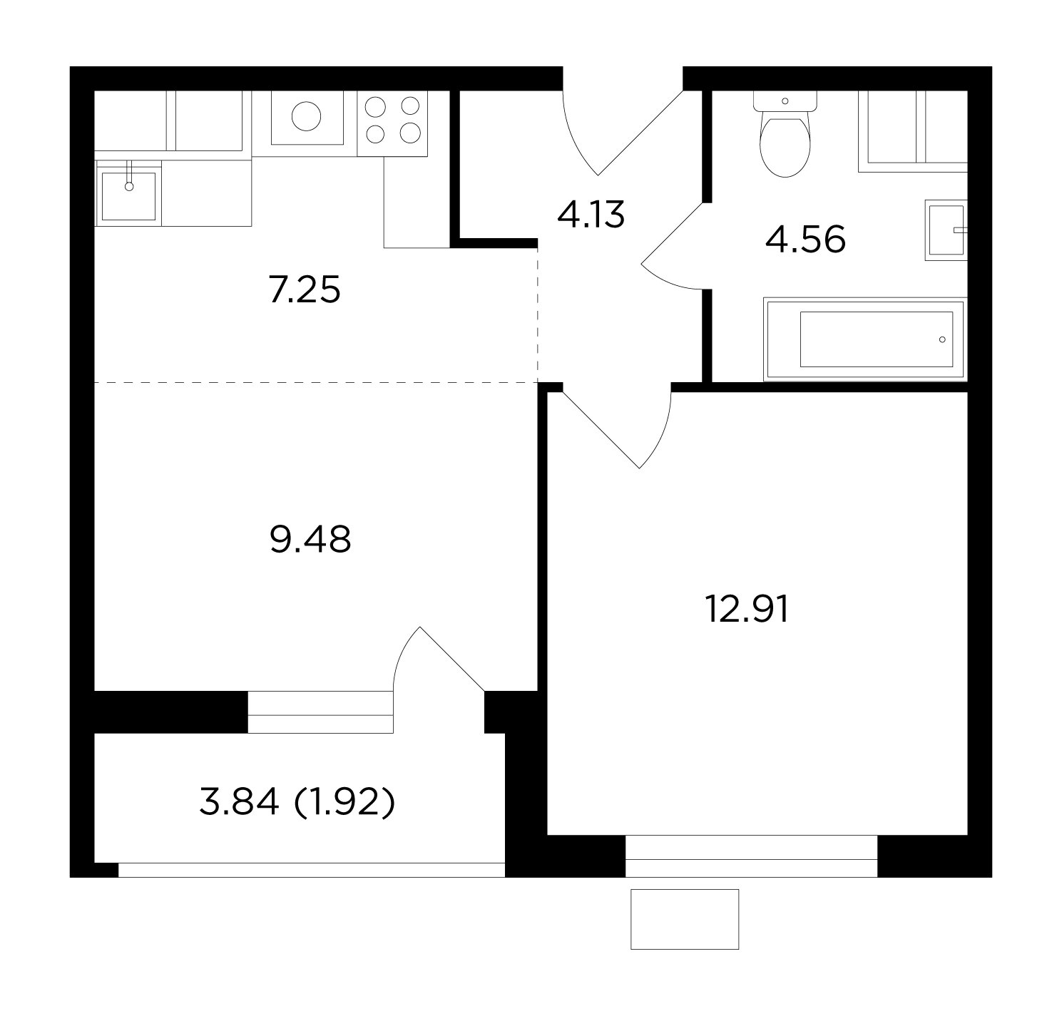 2-комнатная квартира без отделки, 40.25 м2, 7 этаж, дом сдан, ЖК VESNA, корпус 4.1 - объявление 2007562 - фото №1