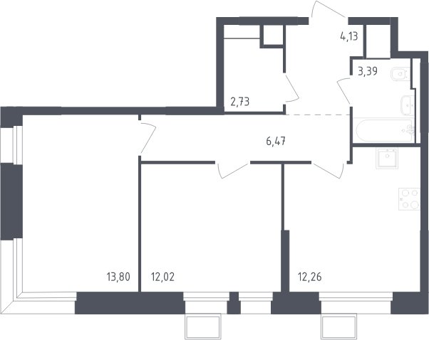 2-комнатные апартаменты с полной отделкой, 54.9 м2, 2 этаж, сдача 2 квартал 2024 г., ЖК Тропарево Парк, корпус 2.1 - объявление 2067373 - фото №1