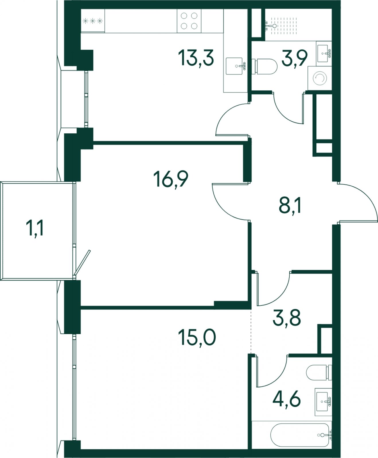 2-комнатная квартира без отделки, 66.7 м2, 2 этаж, сдача 2 квартал 2025 г., ЖК Клубный город на реке Primavera, корпус 6 квартала "Vivaldi" - объявление 2046772 - фото №1