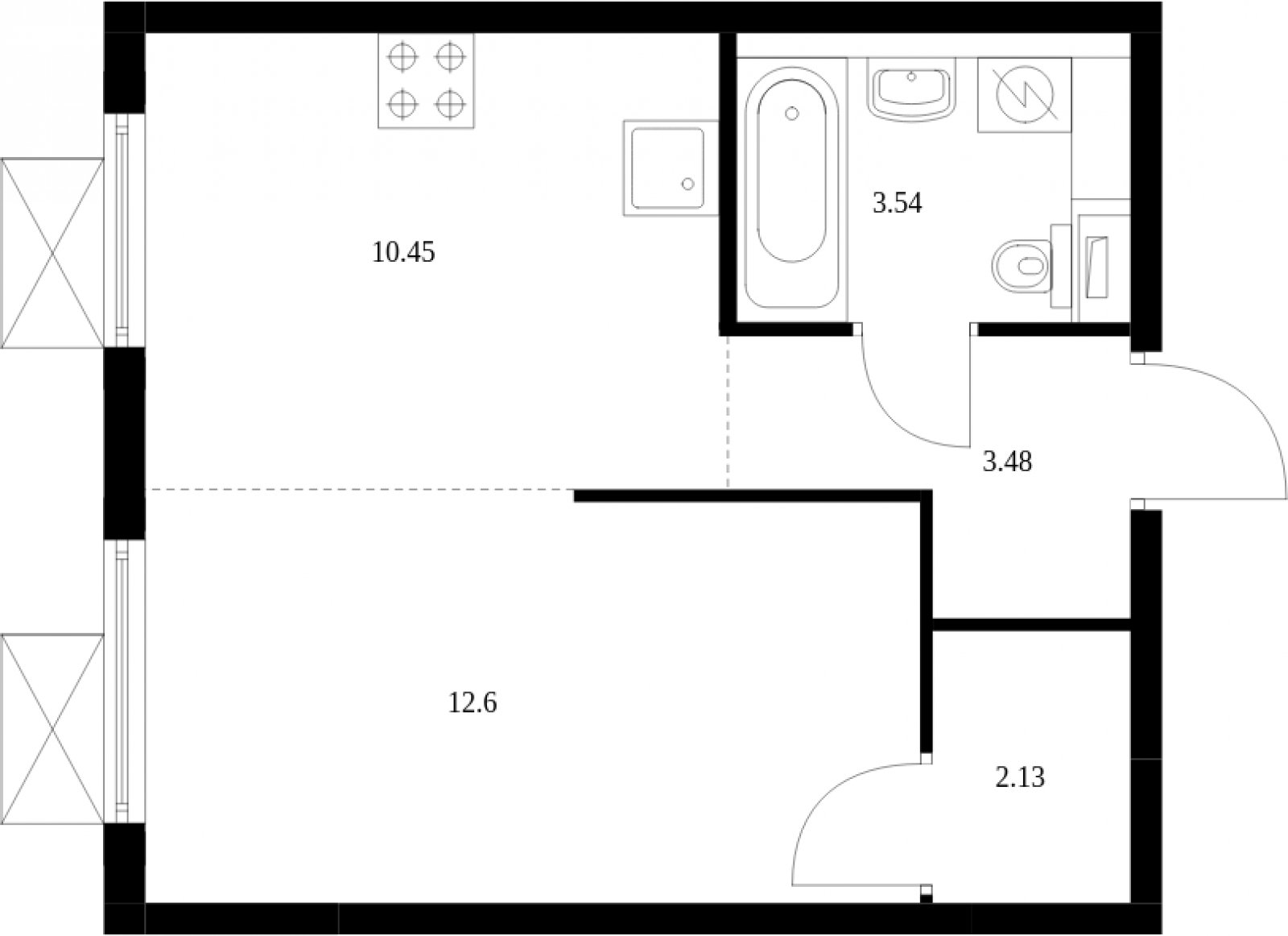 1-комнатная квартира с полной отделкой, 32.2 м2, 7 этаж, сдача 2 квартал 2025 г., ЖК Середневский лес, корпус 4.1 - объявление 2044961 - фото №1