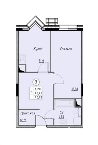 1-комнатная квартира без отделки, 40.4 м2, 10 этаж, дом сдан, ЖК Новое Лыткарино, корпус 3 - объявление 1490899 - фото №1