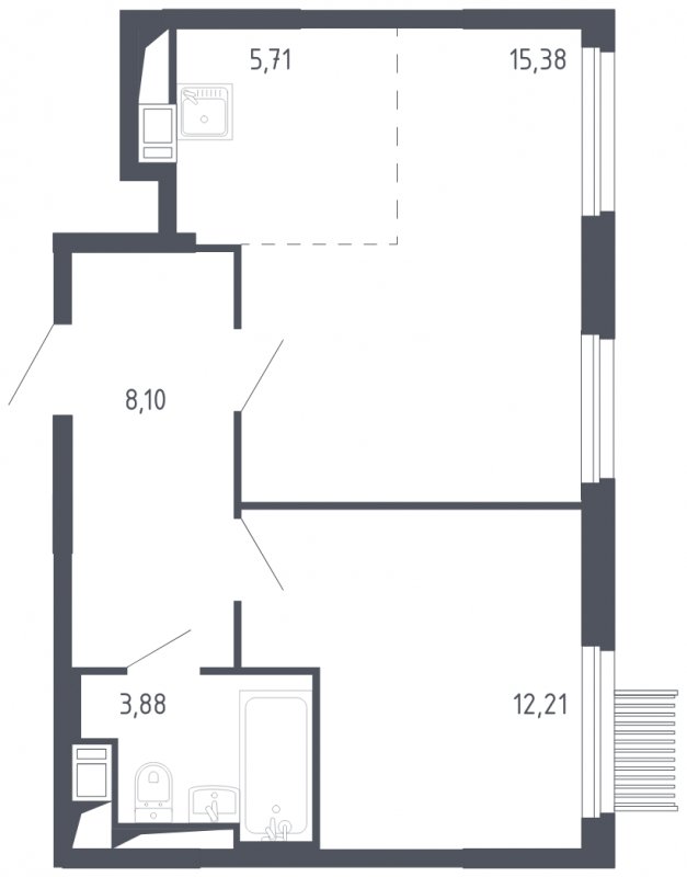 2-комнатная квартира с полной отделкой, 45.28 м2, 12 этаж, сдача 3 квартал 2023 г., ЖК Мытищи Парк, корпус 2 - объявление 1629461 - фото №1