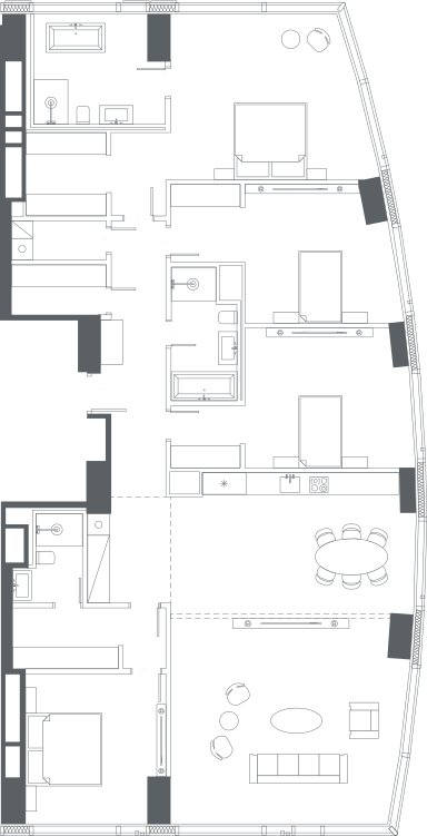 5-комнатная квартира с полной отделкой, 207.1 м2, 40 этаж, дом сдан, ЖК Capital towers, корпус В - объявление 2410277 - фото №1