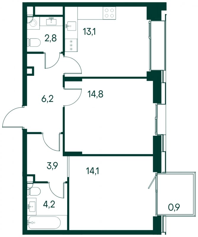 2-комнатная квартира без отделки, 60 м2, 8 этаж, сдача 2 квартал 2025 г., ЖК Клубный город на реке Primavera, корпус 4 квартала "Vivaldi" - объявление 1784559 - фото №1