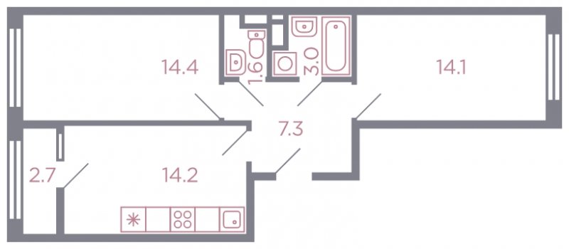 2-комнатная квартира без отделки, 56 м2, 8 этаж, дом сдан, ЖК Миниполис Серебрица, корпус 5 - объявление 1586458 - фото №1