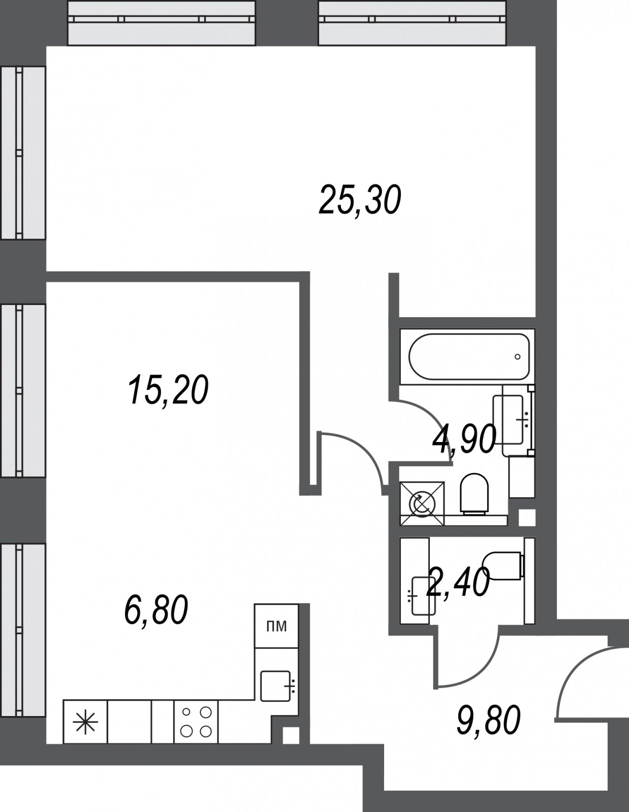 2-комнатная квартира без отделки, 64.3 м2, 22 этаж, дом сдан, ЖК AFI Park Воронцовский, корпус 5 - объявление 2347024 - фото №1