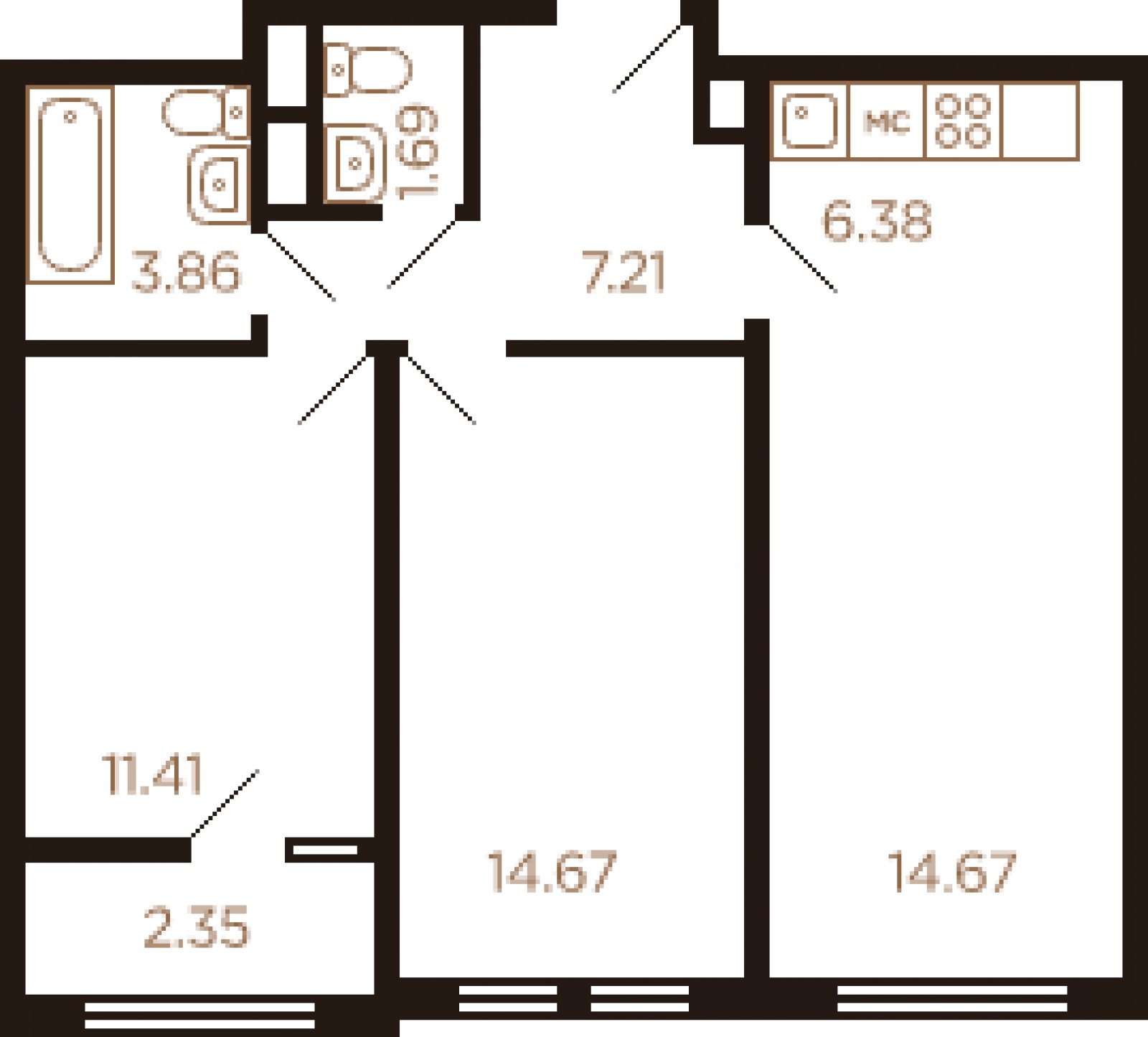 3-комнатная квартира с полной отделкой, 62 м2, 4 этаж, дом сдан, ЖК Миниполис Рафинад, корпус 10 - объявление 2033290 - фото №1