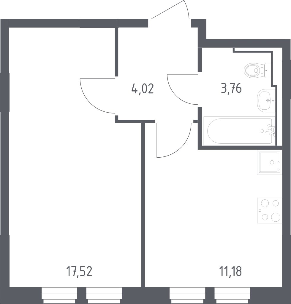 1-комнатная квартира с полной отделкой, 36.48 м2, 10 этаж, сдача 1 квартал 2025 г., ЖК Остафьево, корпус 18 - объявление 2000806 - фото №1