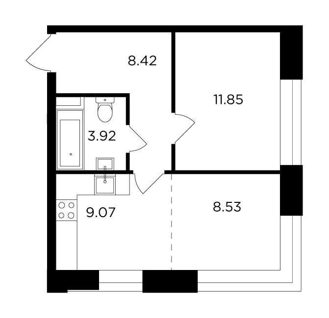 2-комнатная квартира без отделки, 41.79 м2, 2 этаж, сдача 4 квартал 2023 г., ЖК FORIVER, корпус 6 - объявление 1748101 - фото №1