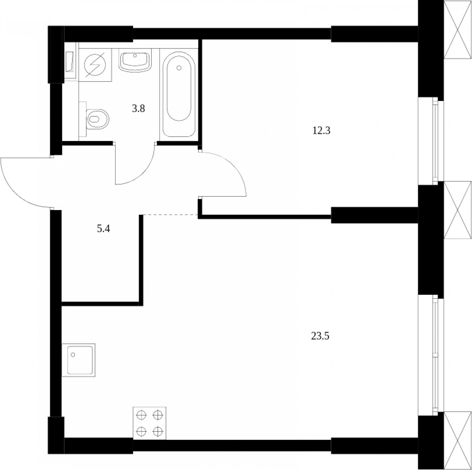 1-комнатные апартаменты с полной отделкой, 44.7 м2, 25 этаж, сдача 2 квартал 2023 г., ЖК Волоколамское 24, корпус 3 - объявление 2008377 - фото №1