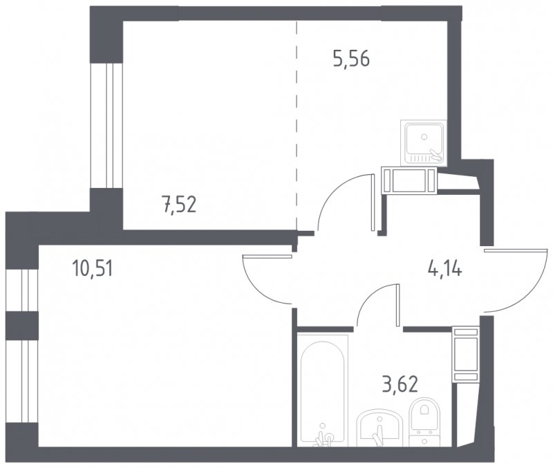 2-комнатная квартира с полной отделкой, 31.35 м2, 17 этаж, сдача 3 квартал 2023 г., ЖК Люберцы, корпус 66 - объявление 1624599 - фото №1