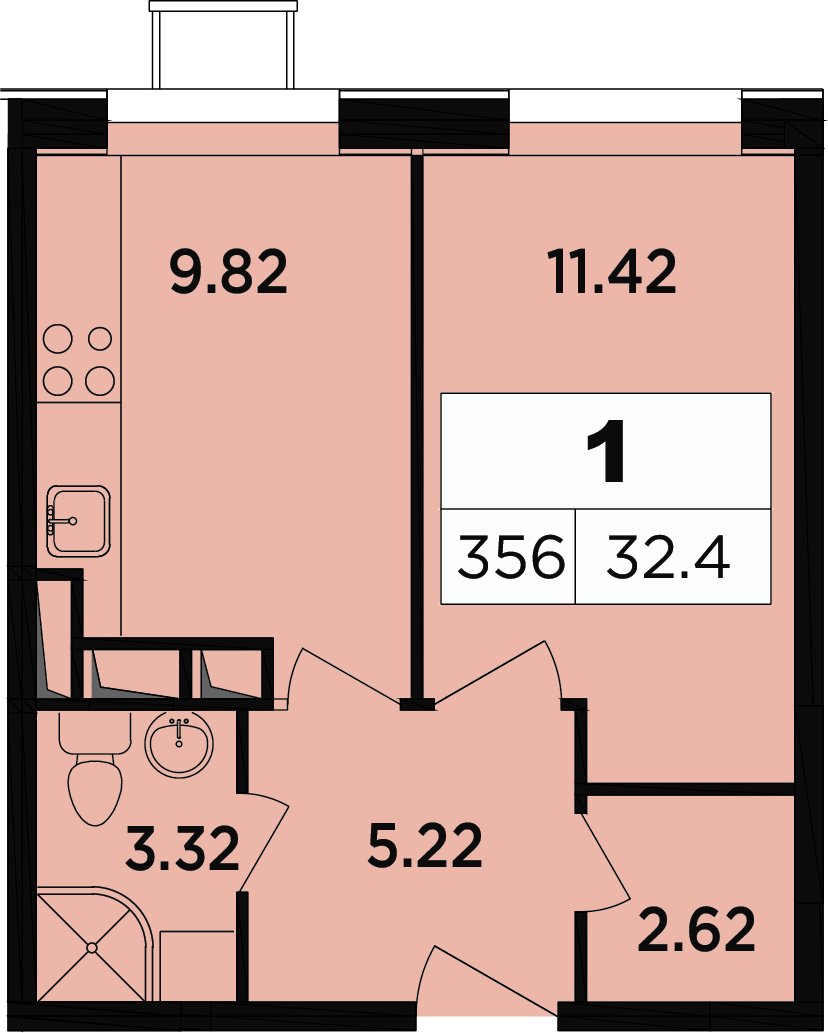 1-комнатные апартаменты 30.8 м2, 15 этаж, дом сдан, ЖК Легендарный Квартал на Березовой  аллее, корпус 2 - объявление 2349089 - фото №1