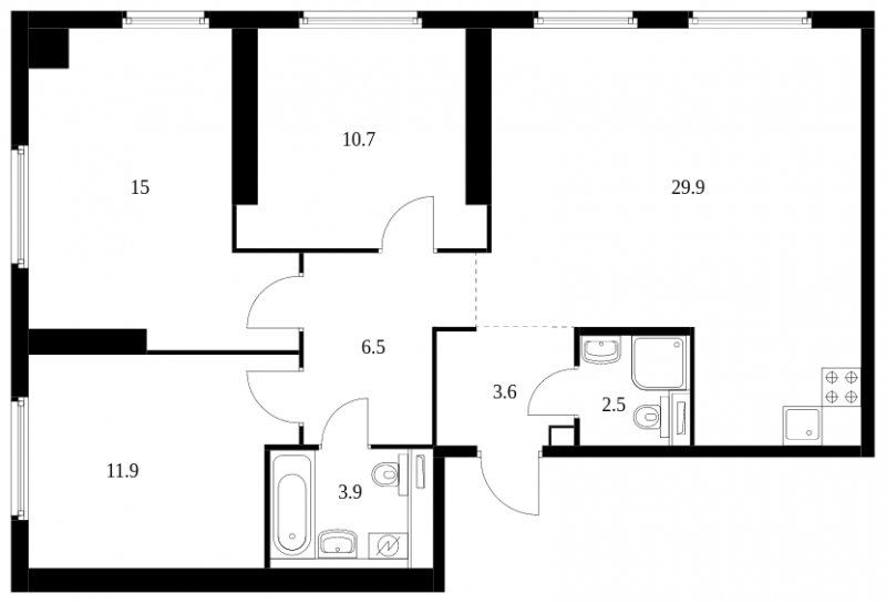 3-комнатная квартира с полной отделкой, 84 м2, 1 этаж, сдача 2 квартал 2024 г., ЖК Академика Павлова, корпус 56 - объявление 1746495 - фото №1