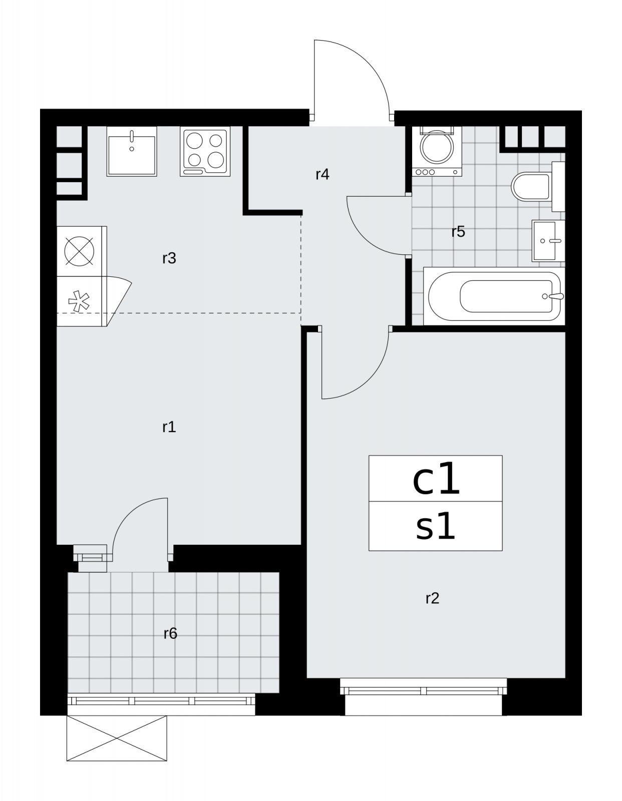 2-комнатная квартира (евро) с частичной отделкой, 36.2 м2, 5 этаж, сдача 2 квартал 2026 г., ЖК Скандинавия, корпус 25.3 - объявление 2283889 - фото №1