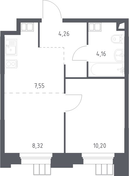 2-комнатная квартира с полной отделкой, 34.5 м2, 5 этаж, сдача 1 квартал 2023 г., ЖК Тропарево Парк, корпус 1.3 - объявление 2064126 - фото №1