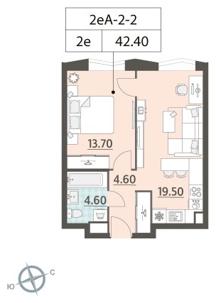 1-комнатная квартира 2 м2, 2 этаж, сдача 2 квартал 2022 г., ЖК ЗИЛАРТ, корпус ZILART DIAMOND - объявление 1691775 - фото №1
