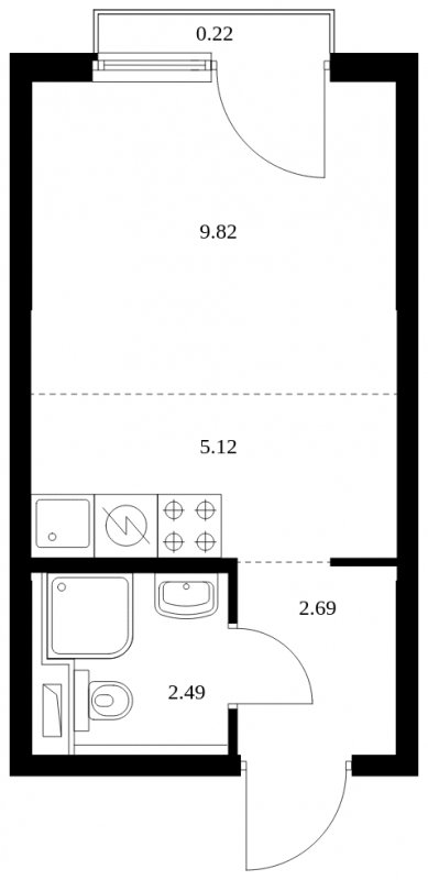 Студия с полной отделкой, 20.34 м2, 5 этаж, сдача 4 квартал 2024 г., ЖК Матвеевский Парк, корпус 1.2 - объявление 1964773 - фото №1