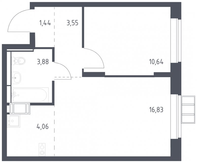2-комнатная квартира (евро) с полной отделкой, 40.4 м2, 10 этаж, сдача 1 квартал 2025 г., ЖК Алхимово, корпус 9 - объявление 2030435 - фото №1