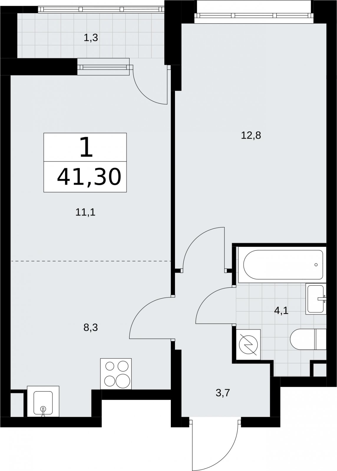 2-комнатная квартира (евро) с полной отделкой, 41.3 м2, 2 этаж, сдача 4 квартал 2026 г., ЖК Родные кварталы, корпус 1.1 - объявление 2317618 - фото №1