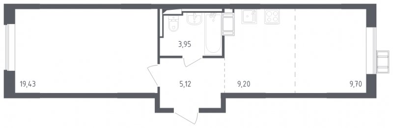 2-комнатная квартира с полной отделкой, 47.4 м2, 14 этаж, сдача 2 квартал 2023 г., ЖК Пригород Лесное, корпус 1.1 - объявление 1572041 - фото №1