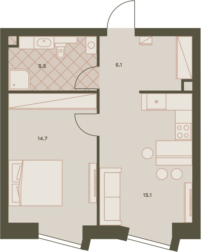 2-комнатная квартира с частичной отделкой, 41.2 м2, 22 этаж, сдача 3 квартал 2023 г., ЖК Eniteo, корпус 2 - объявление 2259052 - фото №1