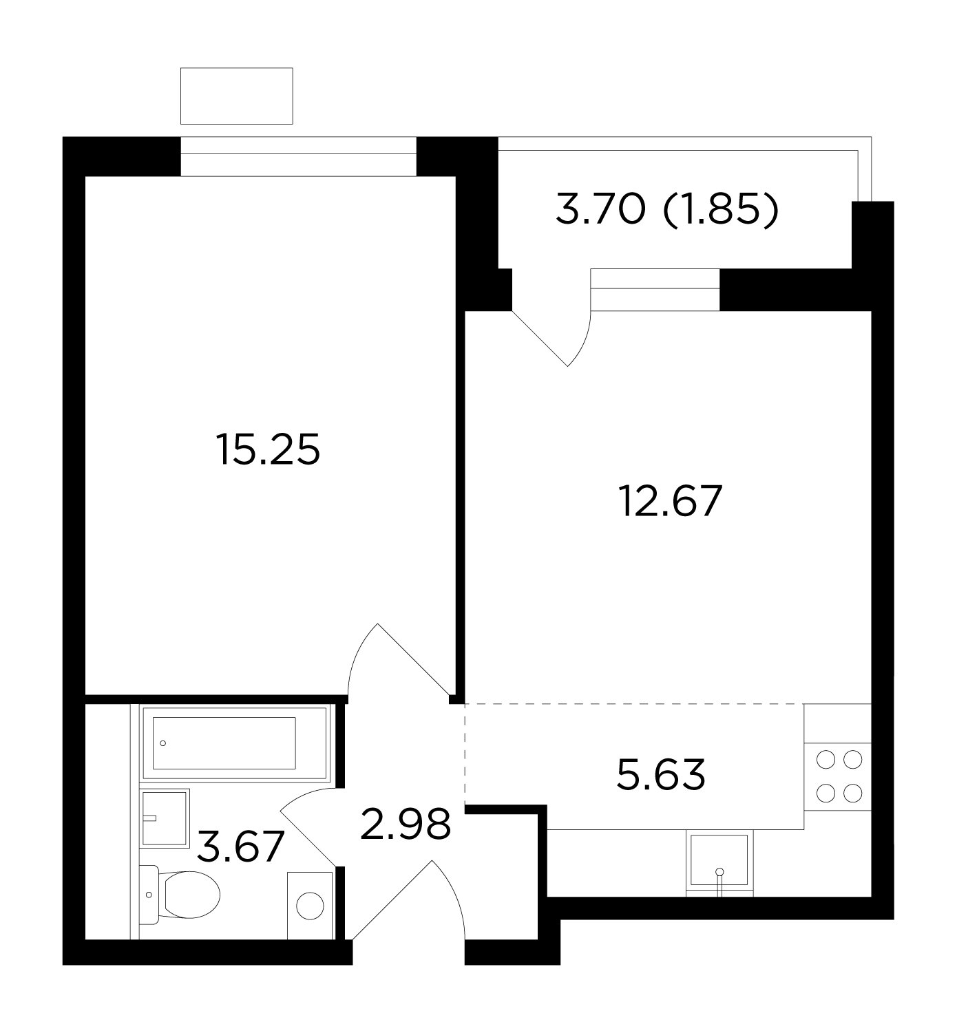 2-комнатная квартира без отделки, 42.05 м2, 11 этаж, дом сдан, ЖК VESNA, корпус 1 - объявление 2385438 - фото №1