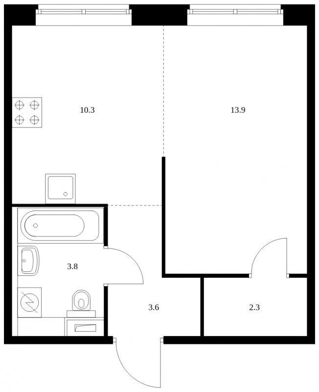1-комнатная квартира с полной отделкой, 33.9 м2, 1 этаж, сдача 3 квартал 2023 г., ЖК Ильинские Луга, корпус 14 - объявление 1604306 - фото №1
