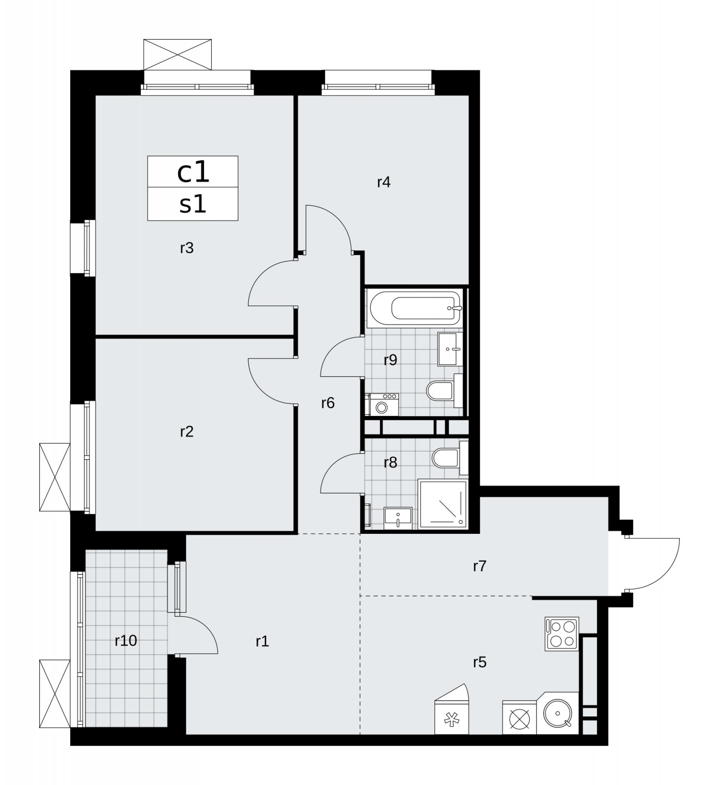 4-комнатная квартира (евро) с частичной отделкой, 78 м2, 15 этаж, сдача 2 квартал 2026 г., ЖК Скандинавия, корпус 25.3 - объявление 2283991 - фото №1