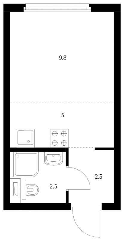 Студия с полной отделкой, 19.8 м2, 31 этаж, сдача 3 квартал 2024 г., ЖК Руставели 14, корпус 2.3 - объявление 1679639 - фото №1