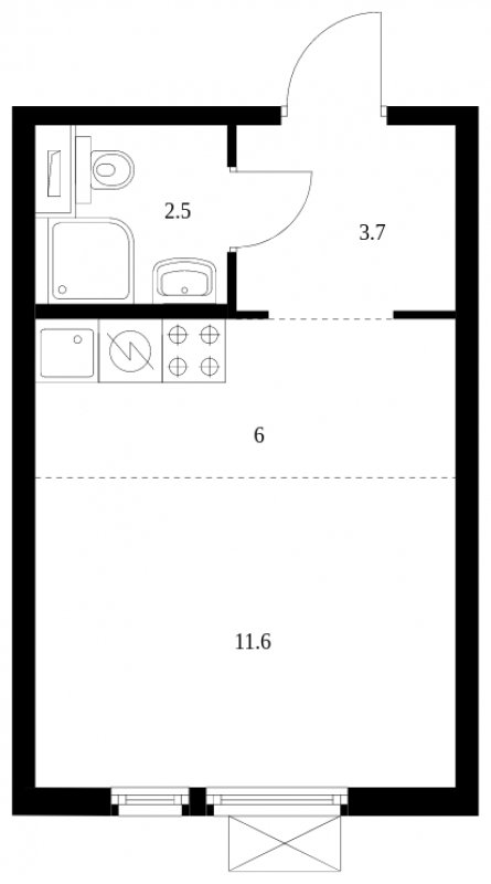 Студия с полной отделкой, 23.8 м2, 24 этаж, сдача 2 квартал 2024 г., ЖК Митинский лес, корпус 1.3 - объявление 1610503 - фото №1