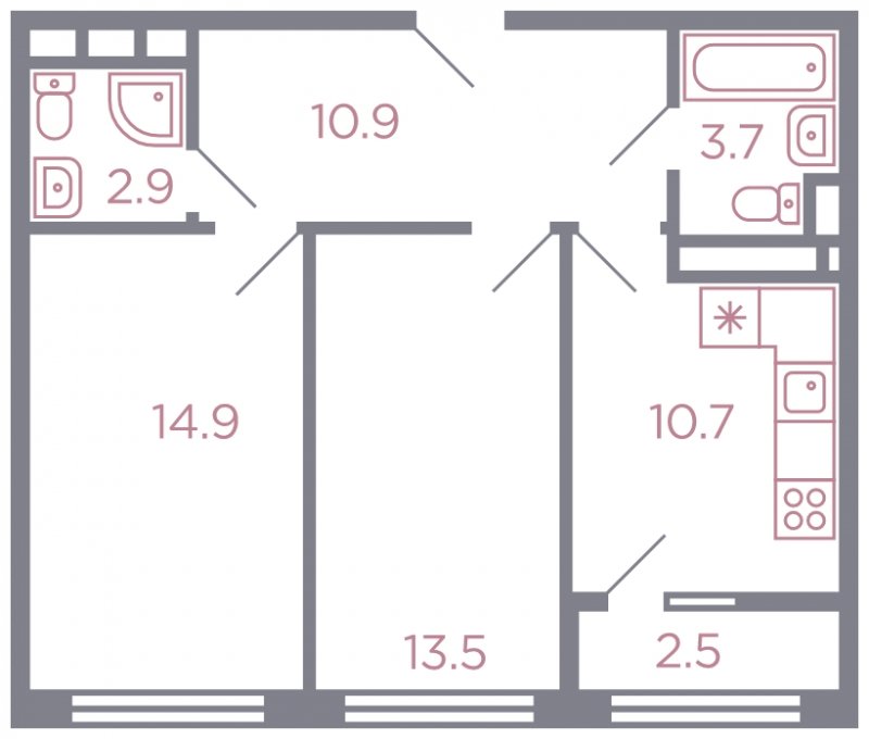2-комнатная квартира без отделки, 57 м2, 2 этаж, дом сдан, ЖК Миниполис Серебрица, корпус 1 - объявление 1585848 - фото №1