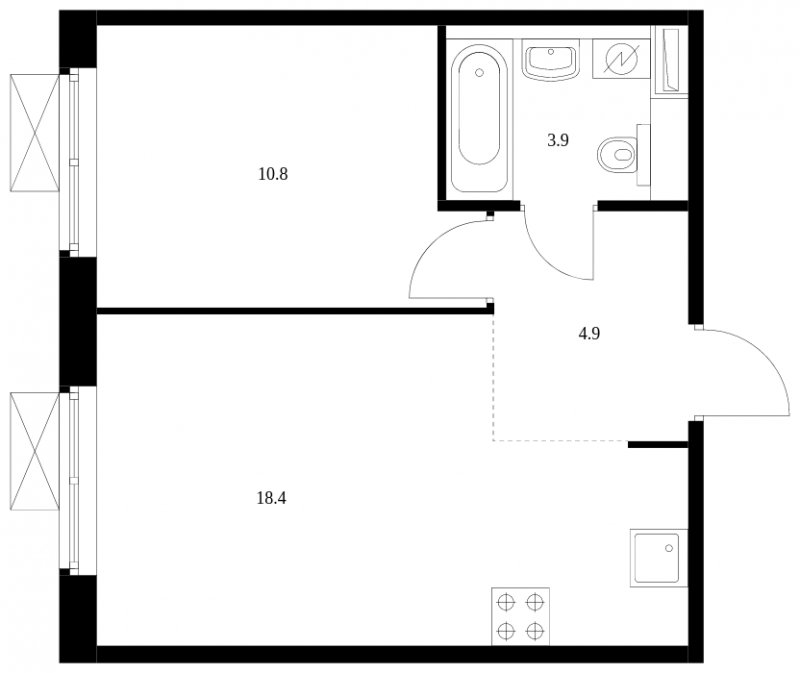 1-комнатная квартира с полной отделкой, 38 м2, 9 этаж, сдача 3 квартал 2023 г., ЖК Середневский лес, корпус 1.2 - объявление 1677652 - фото №1